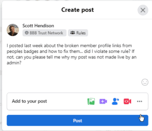 Facebook message