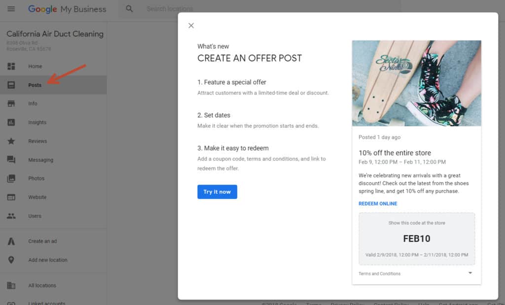 Google Offer Post