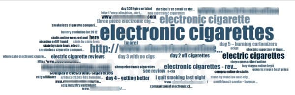 A Majestic wordcloud graphic showing abusive anchor text for 
