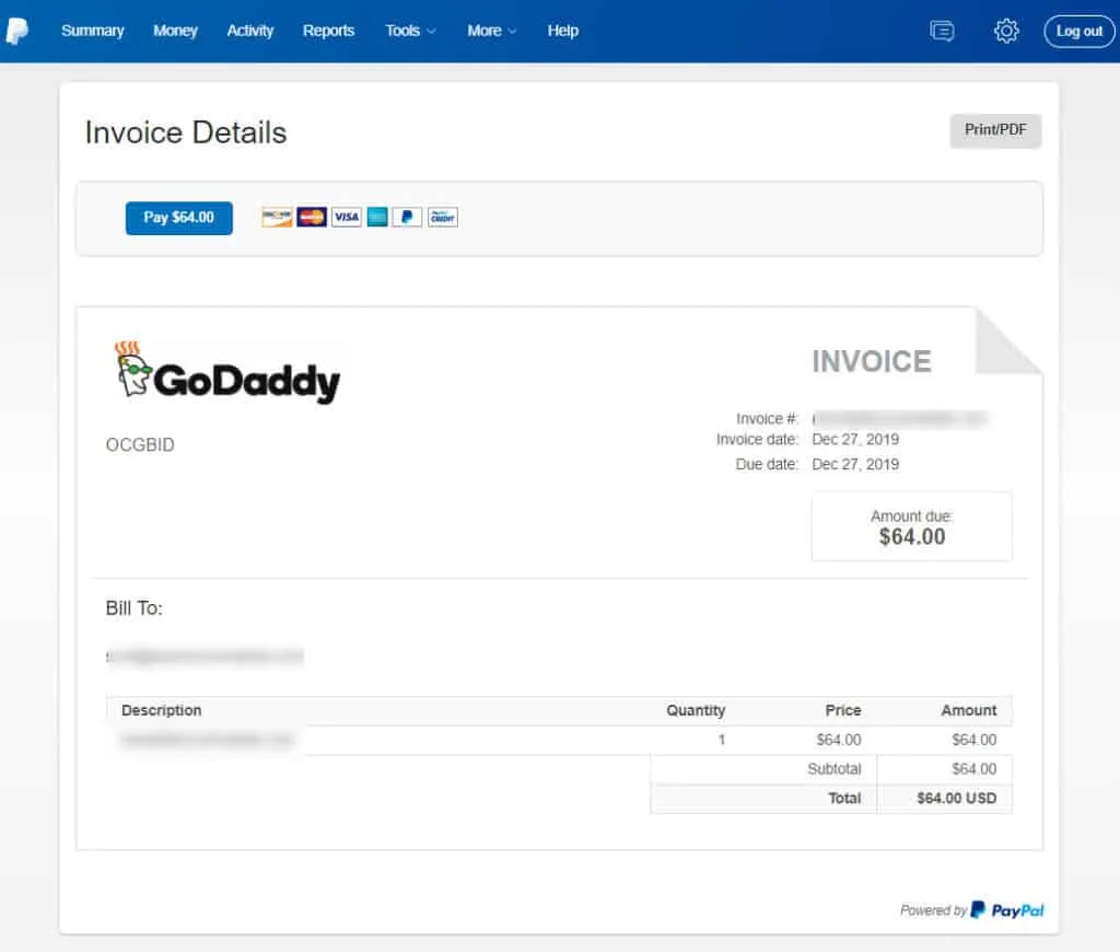 Paypal fraudulent Invoice
