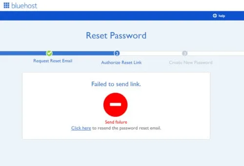 Bluehost password reset not working