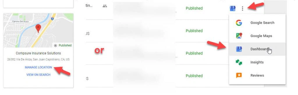 GMB dashboard access