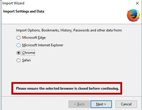 Import data from Chrome
